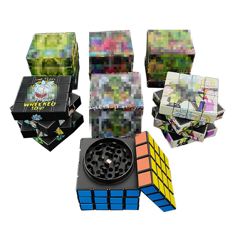 

New four-layer 60mm cube creative smoke Grinder plastic herb tobacco Grinders
