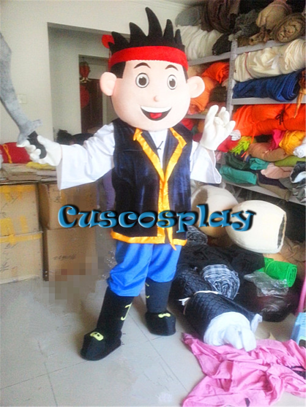 

Mascot doll costume Jake Pirate cartoon Mascot Costume Christmas carvinal Party Halloween Fancy Dress Adult Outfit for advertising event, Default color