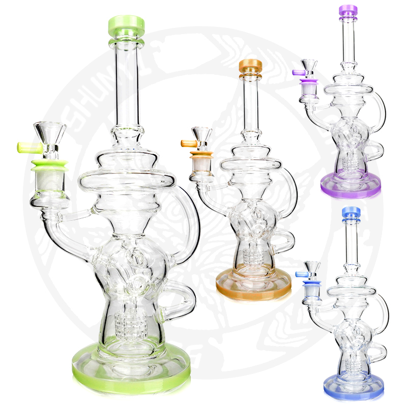 

11 Inches MotherShip DAB Rig Recycler Glass Water Pipe hookah Smoking Accessory for Tobacco Bong