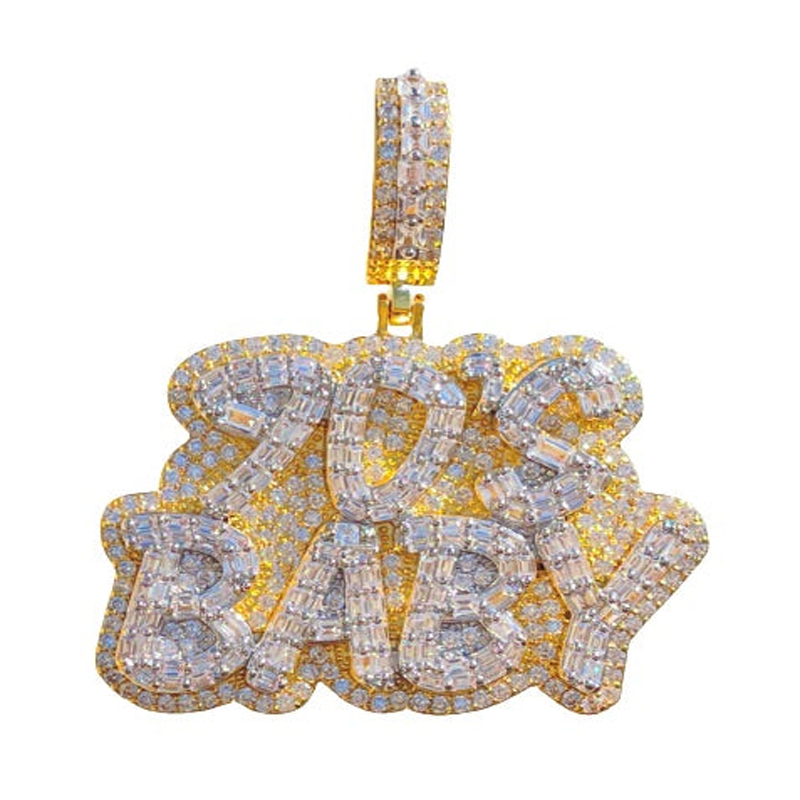 

Men Women Hip Hop 90s Baby Pendant Necklace Iced Out Bling 5A Cubic Zirconia CZ Paved Fashion Charm Boy Cool Jewelry