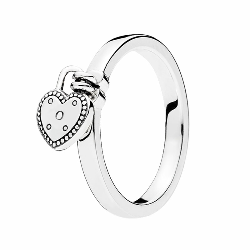 Heart Shaped Padlock Ring Original Box Set Authentic 925 Sterling Silver Women Girls gift Luxury Jewelry Stacking Rings High Quality