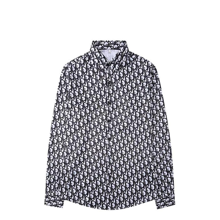 

Europe's favorite men's knitting printing designer shirt in 2022 slim fashion long-sleeved casual shirt3M-3XL0, White