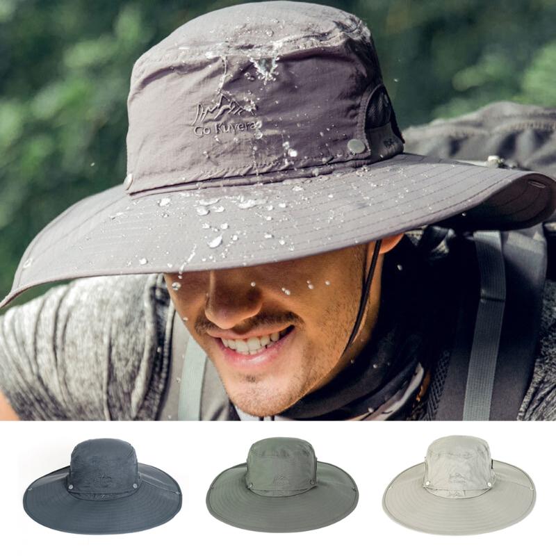 

Bandanas Waterproof Buckets Hat For Men Summer UV Protection Sun Long Wide Brim Boonie Caps Male Outdoor Hiking Fishing Cap