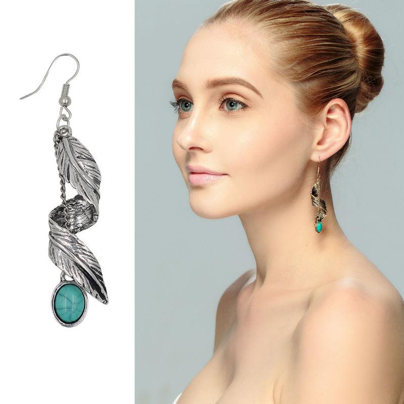 

Dangle & Chandelier Style Bohemian Vintage Gold Silver Color Leaf Earrings For Women Female Charm Long Accessories Brincos