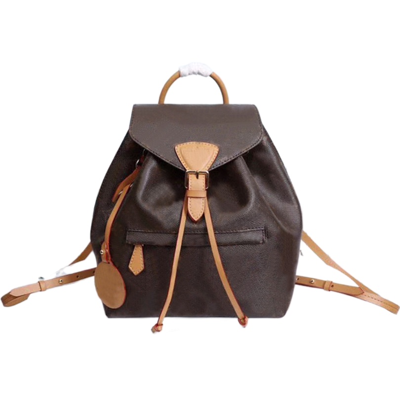 

Topbags Backpack Woman M45515 Classic Brown Flower Fashion Leather Travel Bag Designers Buckle Tie Rope Backpacks MONTSOURIS M45501 M45205, Extra shipping