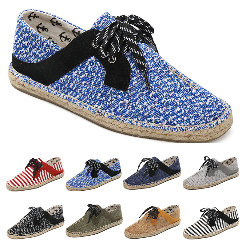 

canvas shoes breathable straw hemp rope mens womens big size 36-44 eur fashion Breathable comfortable black white green Casual six, #03