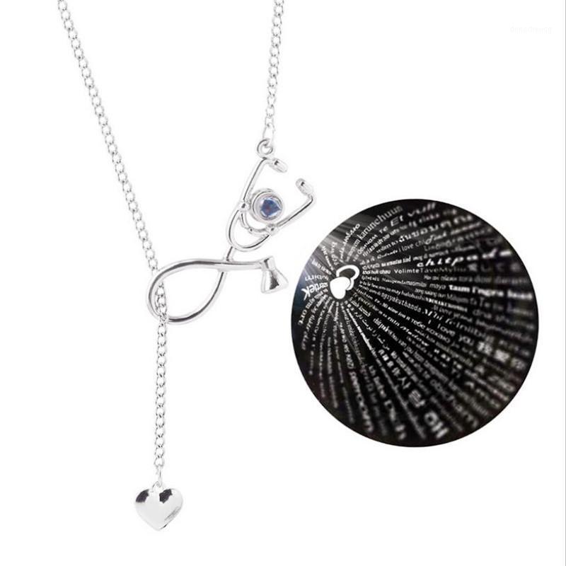 

Pendant Necklaces 100 Language I Love You Stethoscope Heart Pendants Doctors Gifts Jewelry