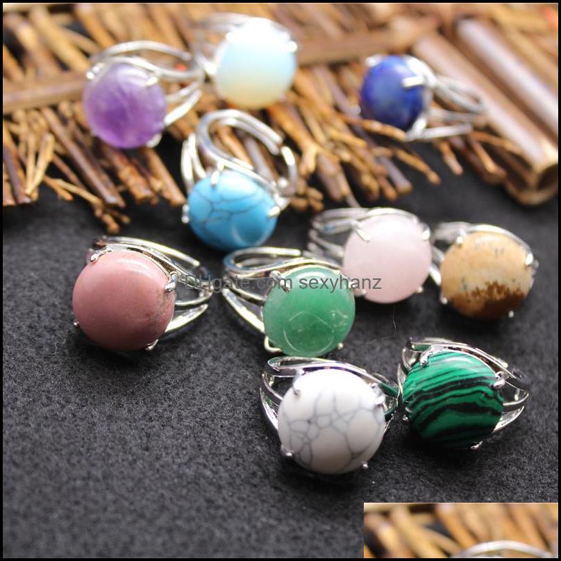 

Solitaire Ring Rings Jewelry Natural Stone Tigers Eye Turquoise Lapis Quartz Amethyst Crystal Casual Finger For Women Drop Delivery 2021 Hnp