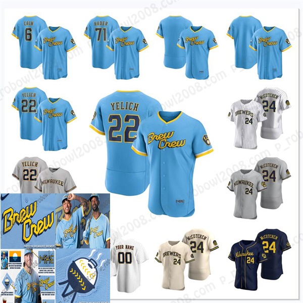 

Milwaukee 2022 City Connect Brewers Jersey Christian Yelich McCutchen Corbin Burnes Kolten Wong Josh Hader Lorenzo Cain Luis Urias Rowdy Tellez Tyrone Taylor, Mens/flex base/cream