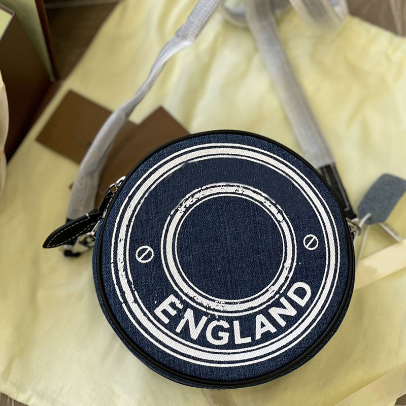 

Cross Body Round Shoulder Bag Designer Handbag Purse Canvas Striped Mini Circle Fashion Letter Print Clutch Bags Removable Strap Zipper Wallet, Blue