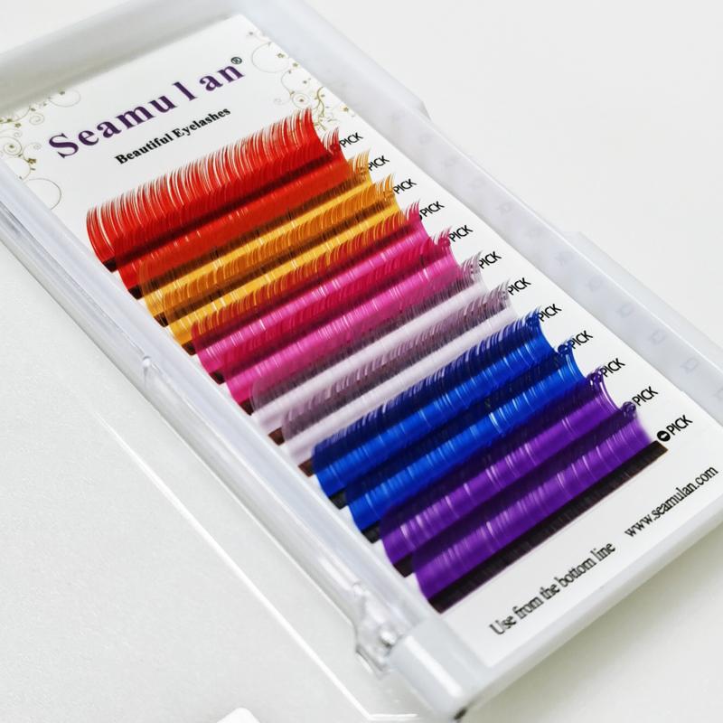 

False Eyelashes Color Lash Purple Blue Red Pink Yellow Eyelash Extensions Individual Colored Mink Lashes MakeupFalse