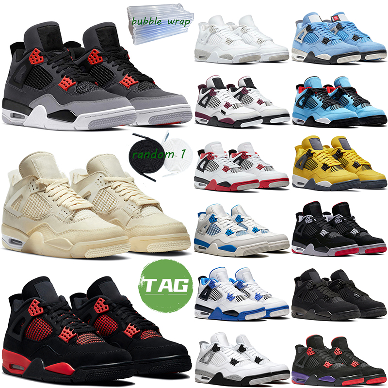 

4S Basketball Shoes Men Women Sail Black Cat 4 Infrared Red Thunder Black Purple 85 White Oreo Outdoor Sports Trainer sneaker, #3