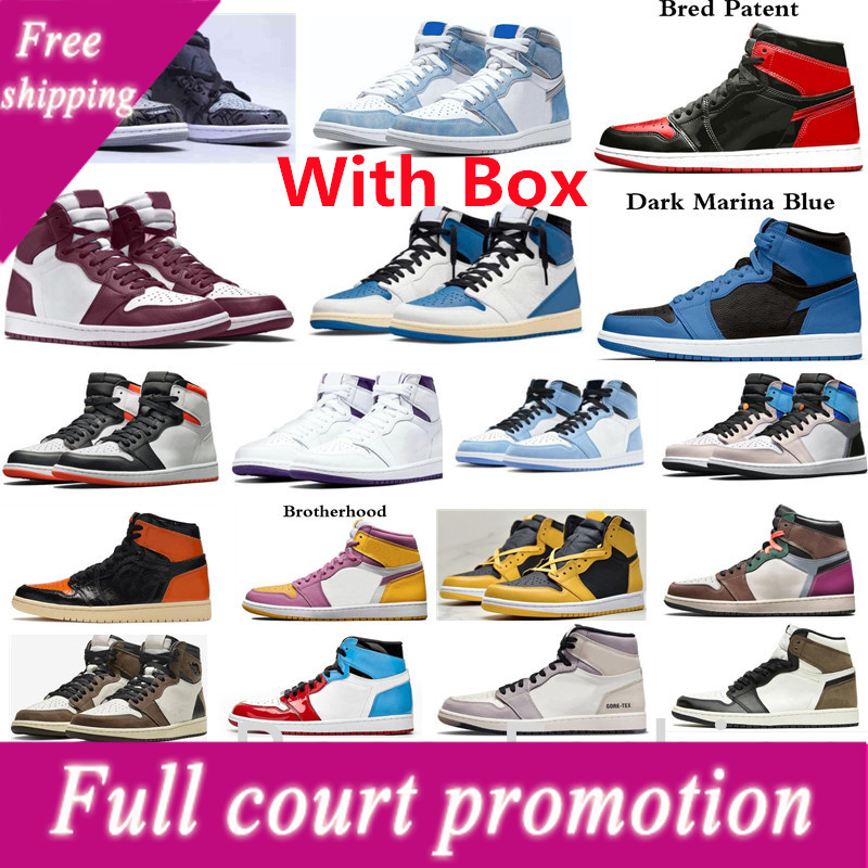 

1s High OG Patent Bred mocha Basketball Shoes Dark Marina Blue Royal Pine Green Court Purple 1 Prototype Bordeaux A Ma Maniere Hand Crafted, 13