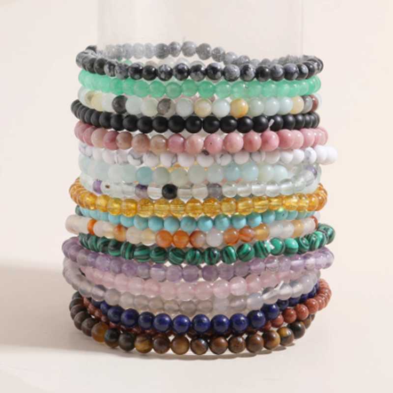 

Strand 4MM Mini Natural Stone Energy Beaded Elastic Rope Bracelet Men Women Simple Friendship Charm Fashion Semi-Precious Jewelry