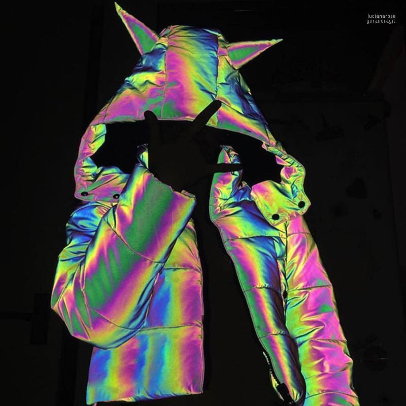 

Women' Down & Parkas Winter Cute Women Reflective Long Hoodie Jackets Cool Bling Luminous Hooded Jacket Thick Outcoats Bubble Coat Luci22, Short