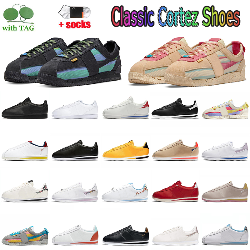 2022 Women Mens Trainers New Cortez Running Shoes With Socks Union LA X Cortezs Sesame Noir Premium Blue Purple Yellow Classic Black White Leathe