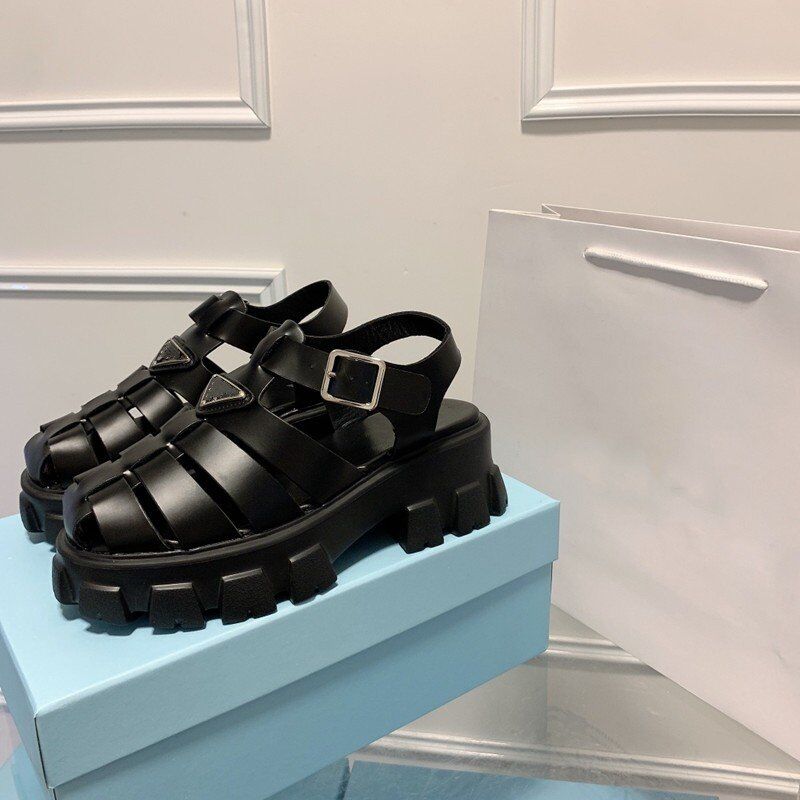 

women sandals shoes womens for sandal luxuries Designer platform Monolith beach shoe Comfortable leisure foam rubber white black red sneakers prad size 35-40, Blue