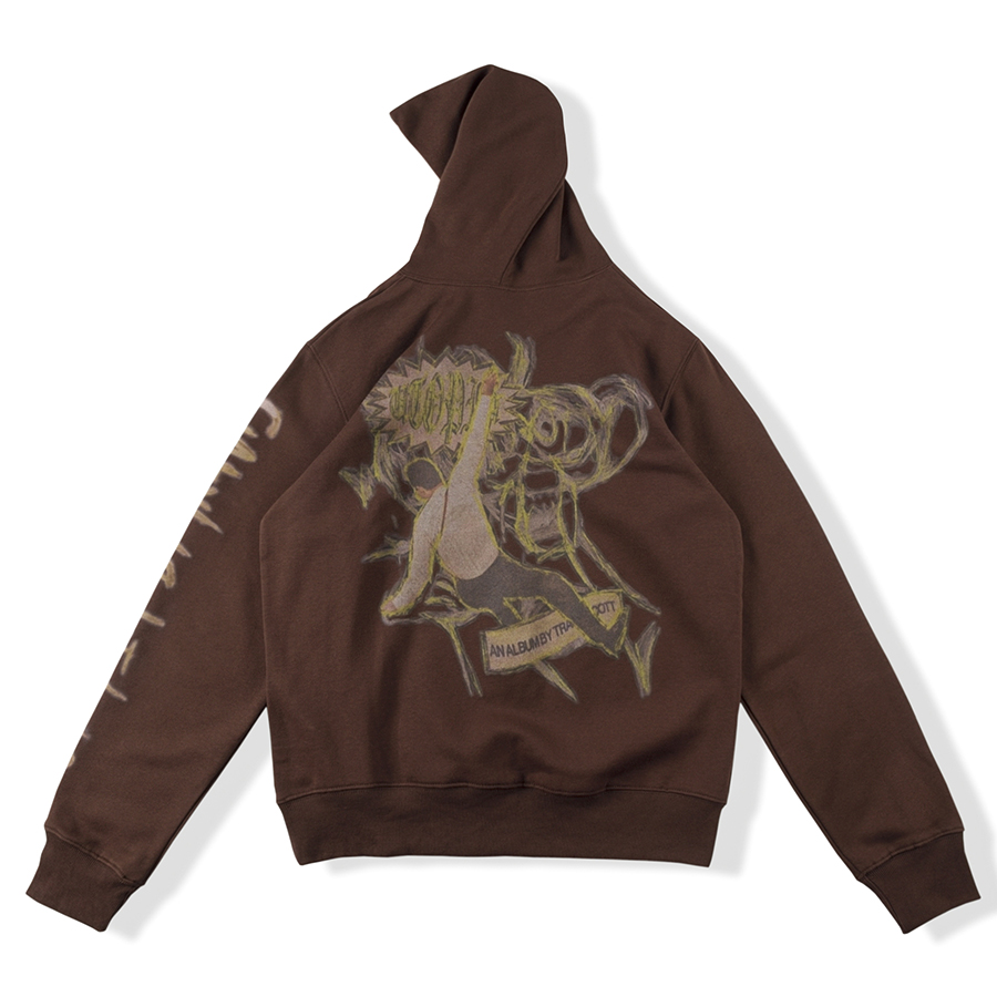 22FW Brown Hoodie Men Women Printed Hoodies Fashion Sweatshirts 11 High Quality Novelty Fleece Sweatshirt Men's Tops