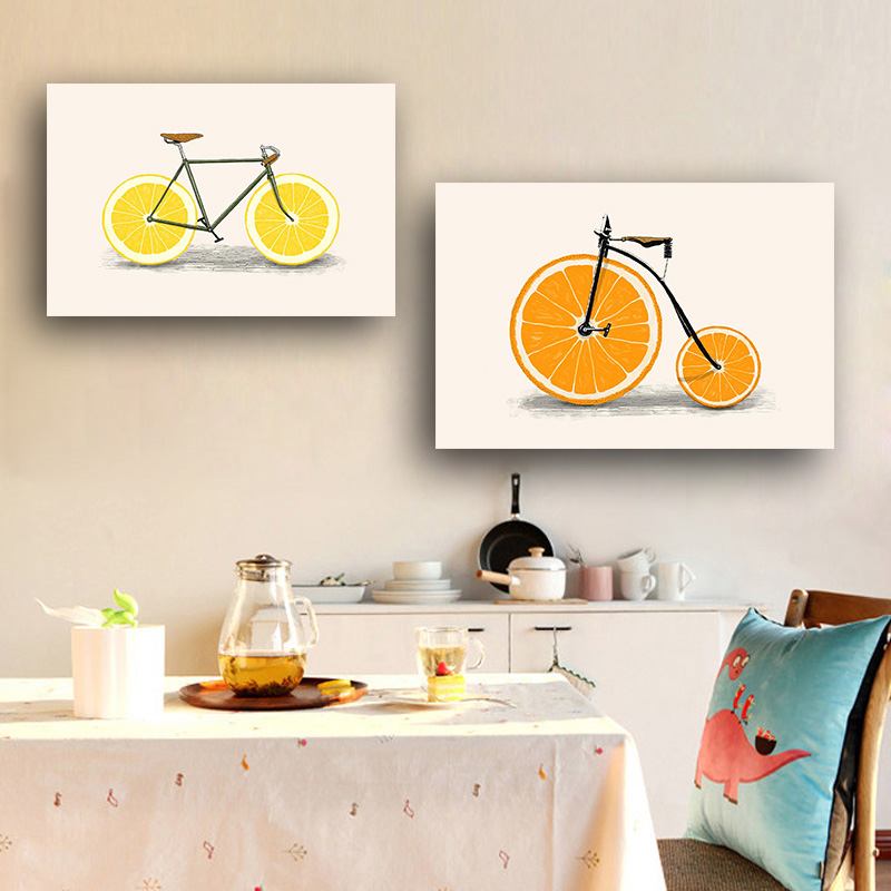 

Simple Fruit Lemon Bicycl Posters and Prints Canvas Painting Scandinavian Nordic Pop Art Wall Picture For Living Kitchen Room