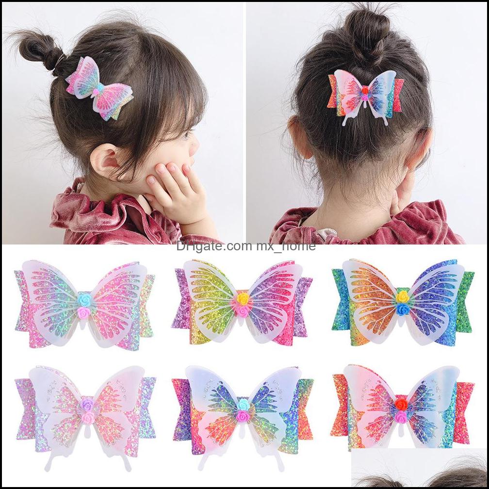 

Girls Hair Clip Colorf Dream Butterfly Barrettes Kids Bow Headdress Children Paillette Cute Designer Clips A254 Drop Delivery 2021 Accessori, Please leave message to choose colors