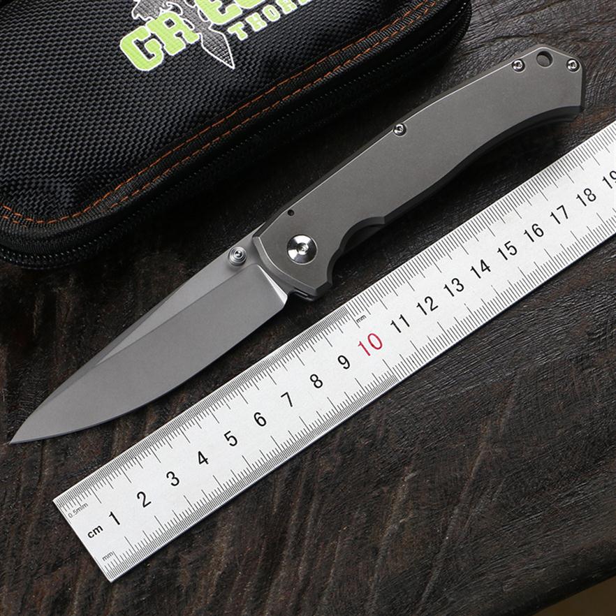 

Green stickleback folding knife D2 blade TC4 titanium alloy handle camping outdoor portable fruit knife practical EDC tool242v