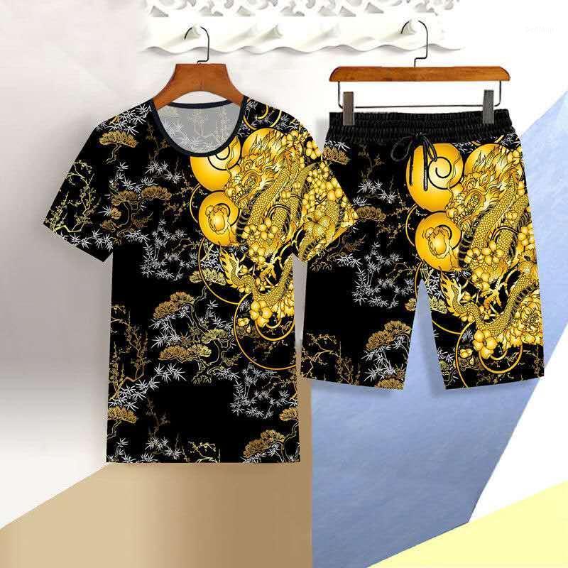 

Men's Tracksuits Tide Brand Summer Casual Suit Short-sleeved Shorts Young And Middle-aged Plus Size National Style Sportswear  - 4XL Code, As picture