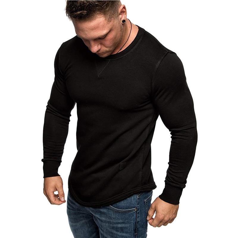 

Men's T-Shirts Mens Classic Slim Shirt Long Sleeve Male Pure Color T-Shirt Casual Round Neck Pullover 2022 Autumn Winter Tops Ropa Hombre, Navy blue