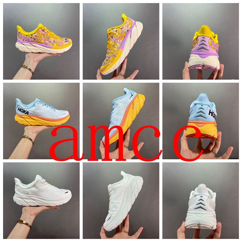 

Shock absorbing HOKA ONE ONE Clifton 8 Running Casual Shoe White Yellow Blue AMCC store training Sneakers Dropshipping Accepted damping double march 2022 women men