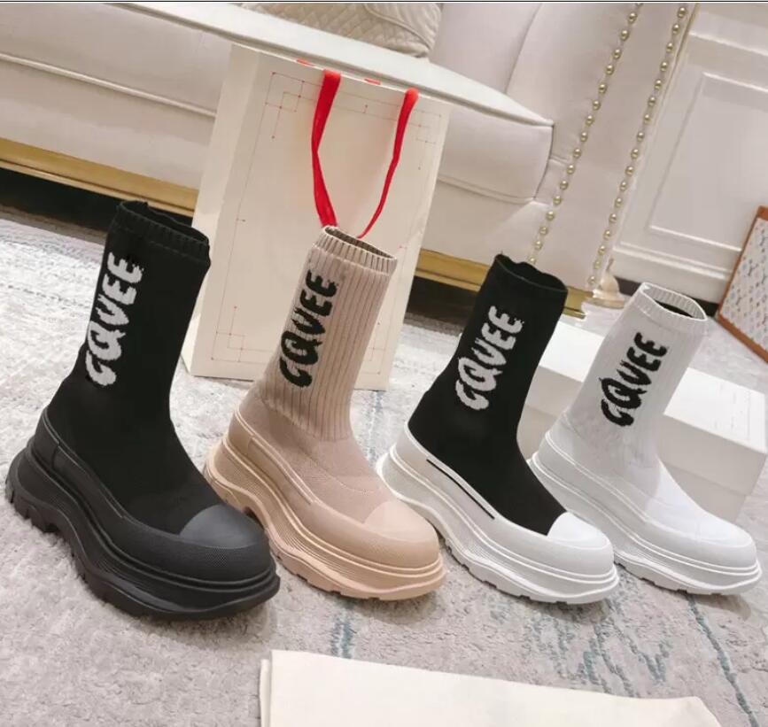 

Fashion Ladies Boots Brands Shoes Classic Sexy Knitted Stretch Designer Letter Thick High Heels Comfortable Autumn And Winter Socks boots