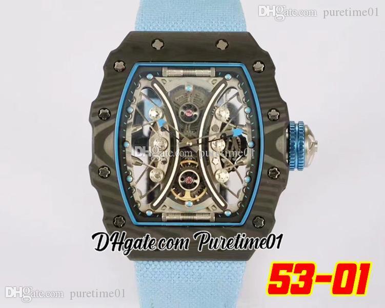 

Pablo Donough TPT Forged Skeleton Dial Automatic Mens Watch Carbon Fiber Titanium Case Blue Inner And Nylon Sapphire Watches Super Edition Puretime01 5301g7, A3