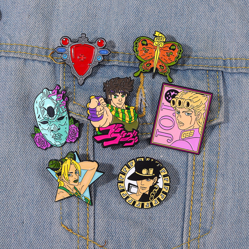 

JoJo Adventure Enamel Pins Custom Kujo Jotaro Jolyne Cujoh Brooches Lapel Badges Cartoon Funny Jewelry Gift for Kids Friends, Mixed colors