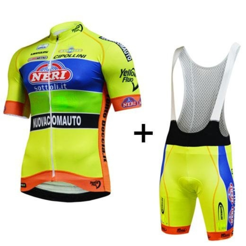 

2022 yellow fluo Short Sleeve Cycling Jersey and bib shorts Cycling Clothing ciclismo maillot MTB