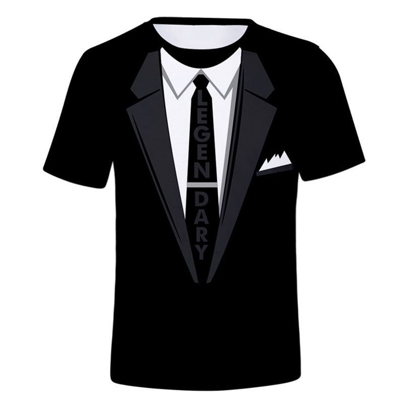 

Summer Short Sleeve Streetwear Fake Suit Vest 3D T shirt Fashion Funny Fake Suit Tuxedo Bow Tie 3D Printed Men T shirts 220407, Cbt-845