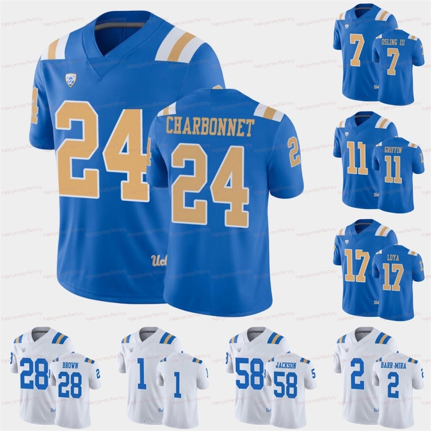 

A3740 NCAA UCLA Bruins Football Jersey Zach Charbonnet Logan Loya Mo Osling III Nicholas Barr-Mira Paul Grattan Chase Griffin Josiah Norwood, Blue men s-xxxl