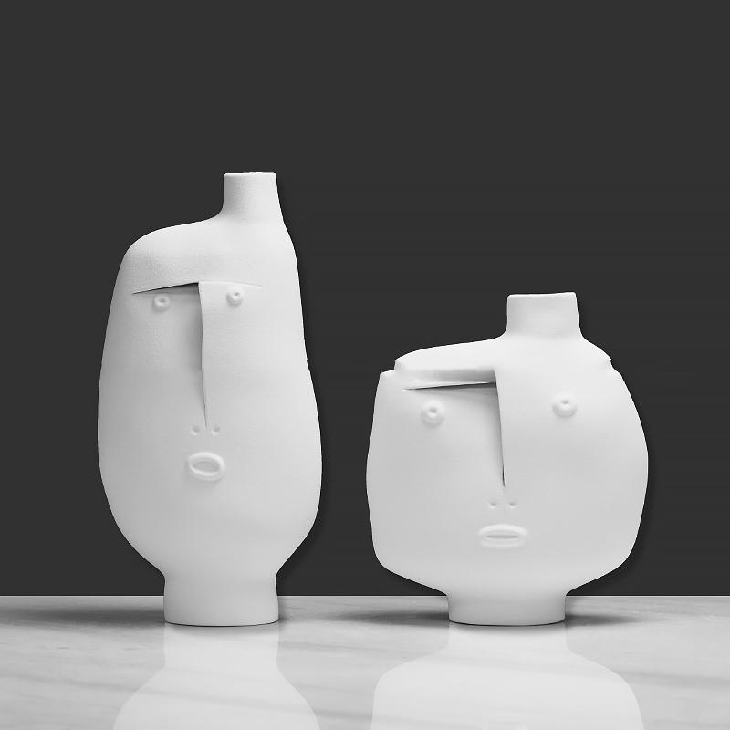 

Vases Modern Cerami Vase Minimalism Table Art Nordic Human Face White Abstract Rustic Aesthetic Jarrones Room Decoration JW50HP