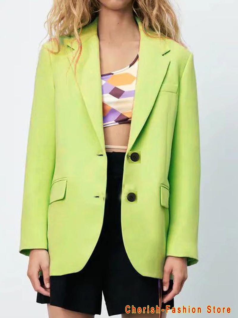 

Women's Suits & Blazers Sping Woman Brand Tops Single Breasted Long Sleeve Suit Jacket Office Lady Casual Female Green Coats ArrivalsWomen's, 66125h green
