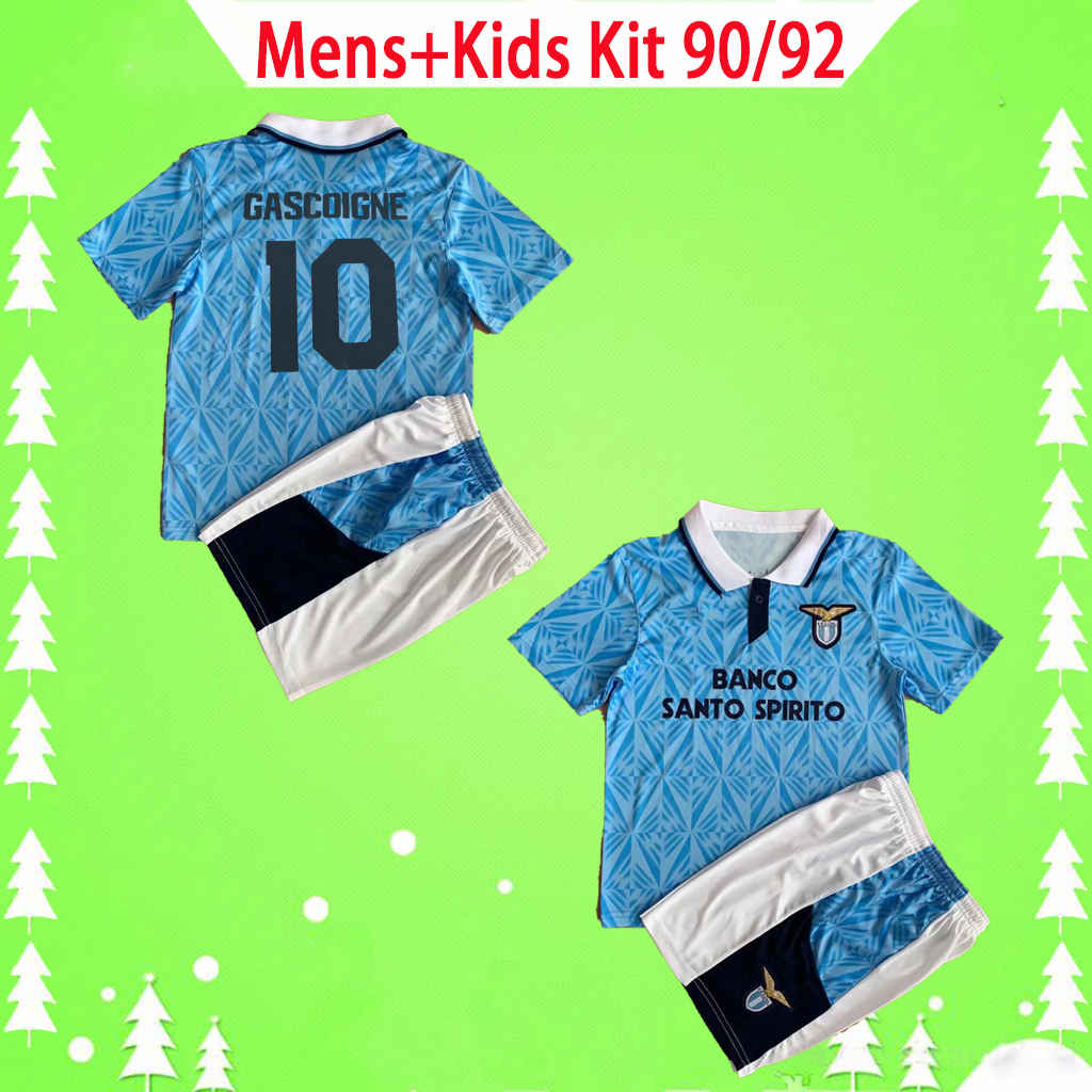

Adults + Kids Kit 1990 1991 1992 classic Lazio soccer jerseys child 90 91 92 Vintage football shirts boys set #10 GASCOIGNE Maglia da calcio Riedle mens suit 16-2XL, 90/91 soccer kit