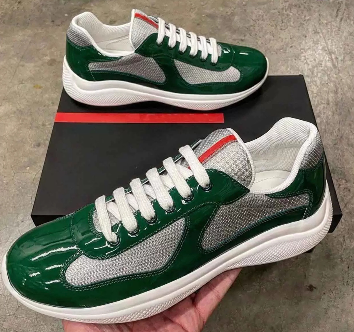 

Wholesale Top Quality Sport-design Americas Cup Sneakers Shoes Patent Leather & Nylon Top Luxurious Brand Mens Skateboard Mesh Runner Casual Outdoor Walking