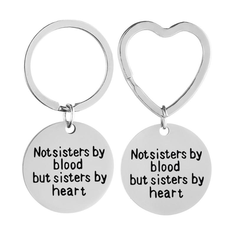

Keychains European American Fashion Stainless Steel Jewelry Lettering Sister Keychain Friends Christmas Gift DIY Customized WholesaleKeychai