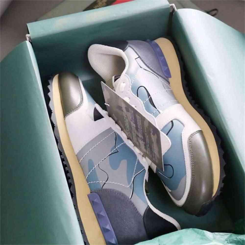 

ens Rockrunner camouflage sneaker Studded Designer shoes Men Flats trainers Genuine Leather Combo Rock Runner S Valentinoe''Valentinoity DRz, Color 32