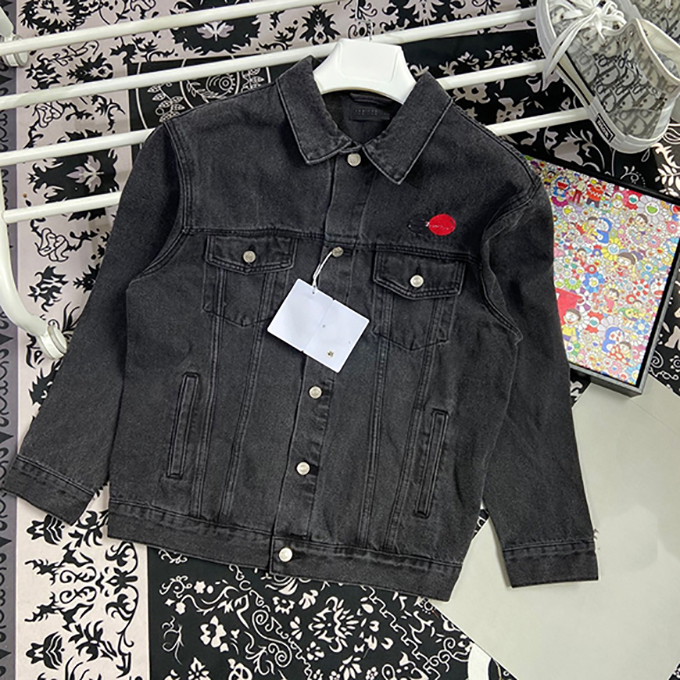 

mens jacket classic paris style jean jacket autumn Coats Embroidery Stylist Casual overcoat Outwear, Gray