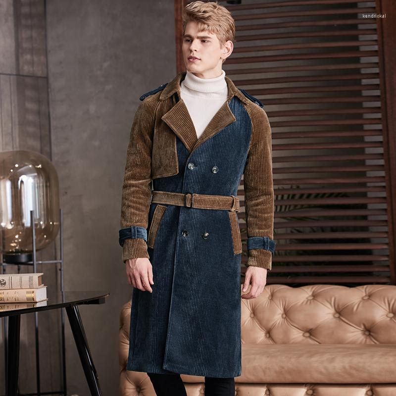 

Men' Wool & Blends 2022 Corduroy Male Jackets High Quality Overlength Contrast Color Mens And Coats Plus Size 6xl Fashion Man Trench Kend22, Color as picture