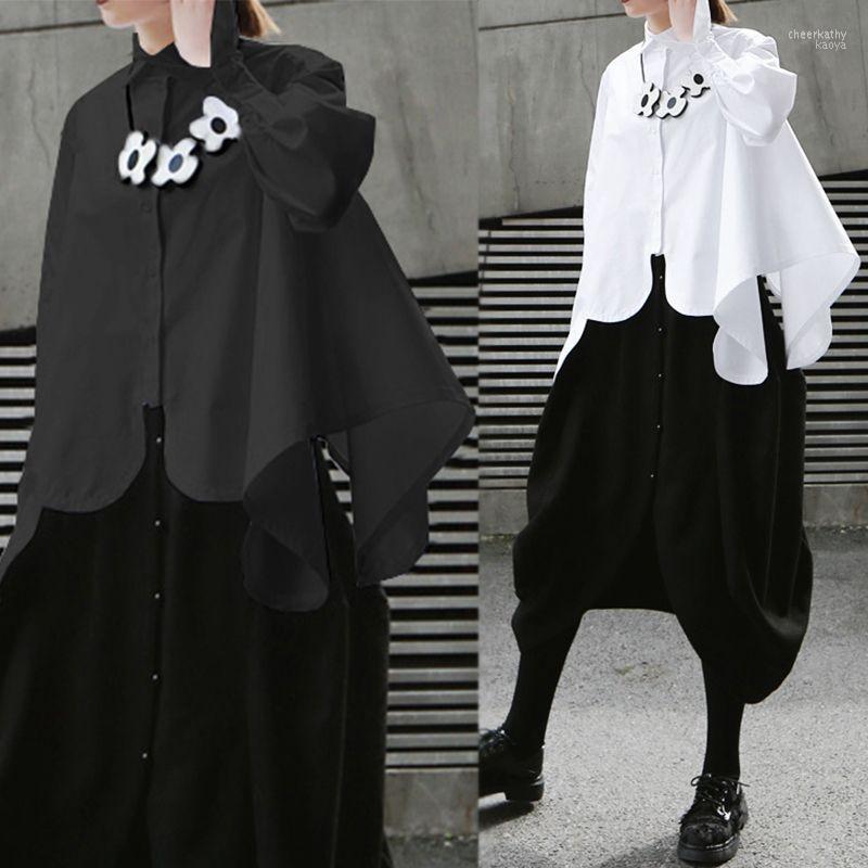 

Women' Blouses & Shirts Fashion Irregular Spring 2022 Casual Long Sleeve Blusas Female Button Tunic Chemise Chee22, Black