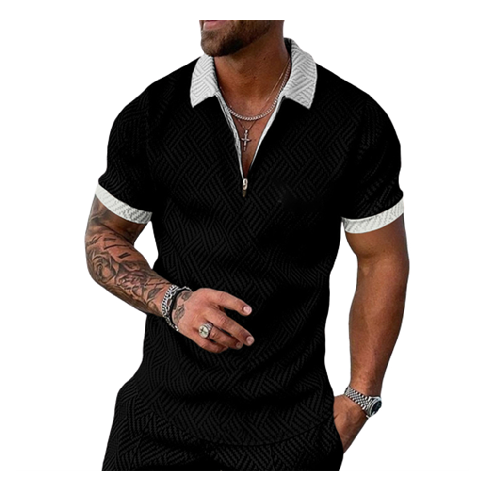 

Summer Solid Color Print Golf Polos T-shirt For Men Slim Fit Zipper Lapel Short Sleeve Casual Fitting Polos Tshirts AL673968817918