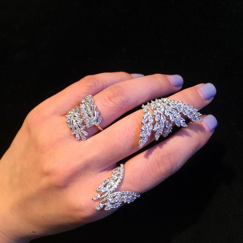 

Wedding Rings Bilincolor Silver Color White Crystal Cz Big Fashion Open Ring For WomenWedding