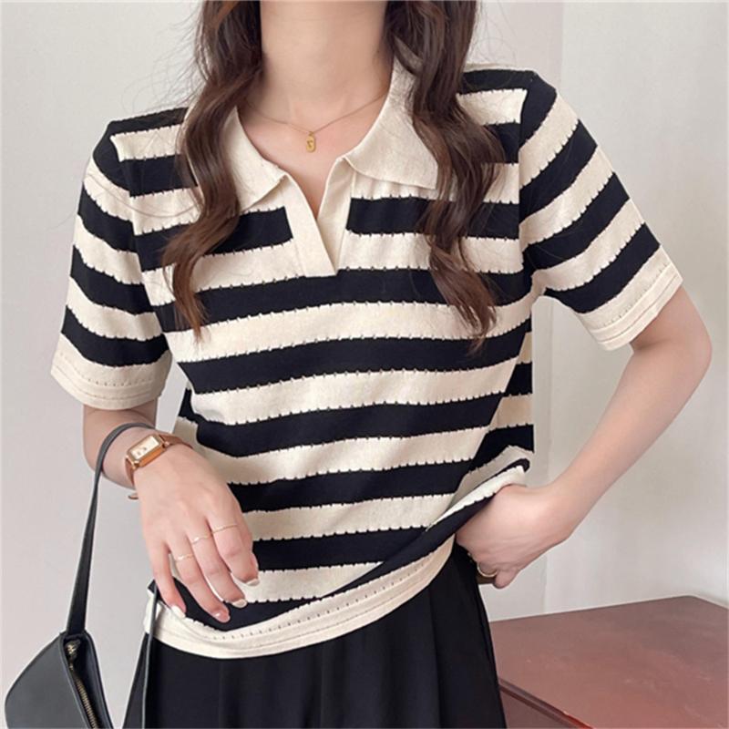 

Women's Sweaters Apricot Women Tees Sweater Slim Hollow Out Summer Short Sleeve Fashion Casual All Match Streetwear Knitwear T-ShirtsWomen's, Photo color