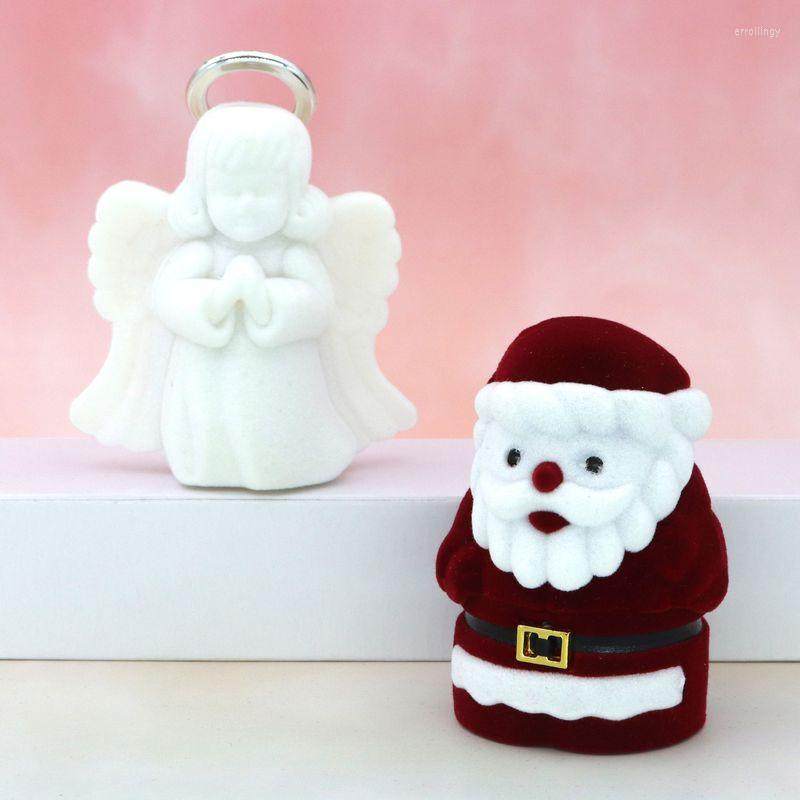 

Jewelry Pouches Bags Velvet Lovely Angel Santa Claus Christmas Necklace Ring Earrings Casket Present Gift Boxes For Jewellry Wrap Holder Who