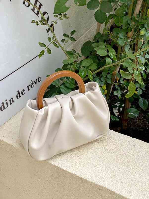 

Bag Brand Designer Fashion Dinner Luxury Shoulder Handbag Minimalist Snap Button Ruched Superior Quality Genuine Shopping Wallet, Beige
