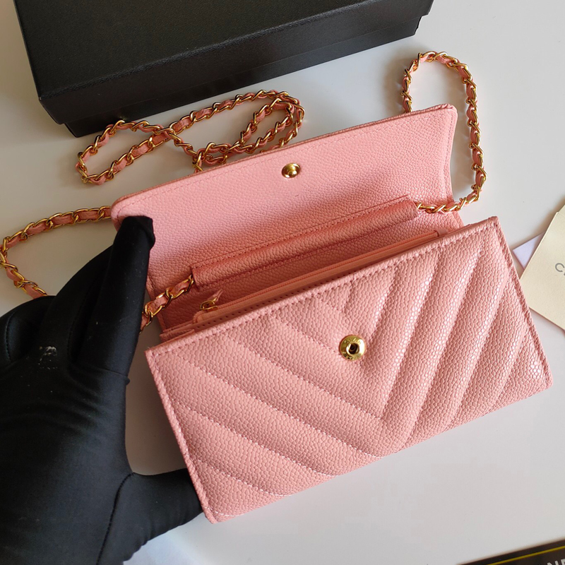 

Genuine Leather Wome Coin Purse Shoulder Bag luxurys designers Ladies Fashion Chain bags Flap wallets Purse Credit ID Card Holder Classic Style, Black-b