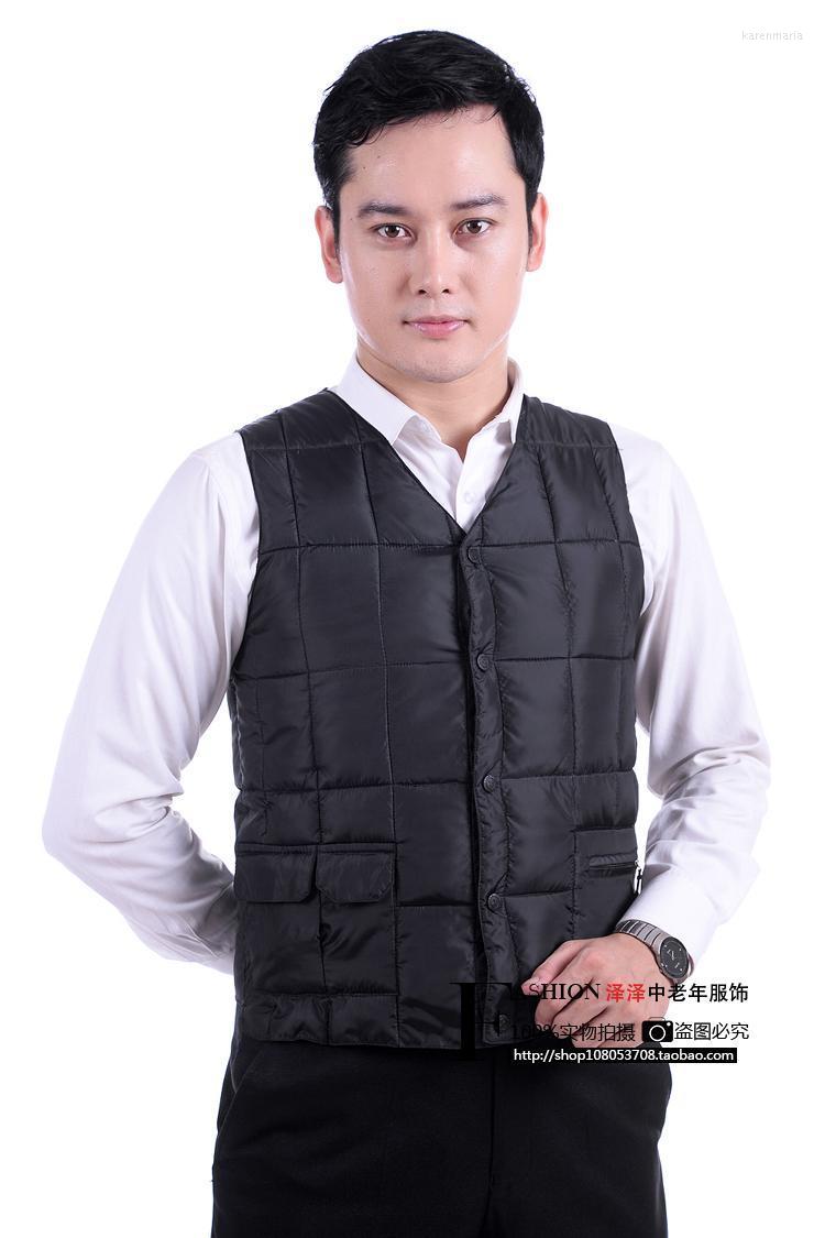 

Men's Vests Man Autumn Casual V-neck Single Breasted Solid Waistcoat Men Winter Zip Pocket Warm Down Vest Male Outerwear Kare22, Army green